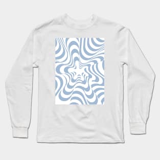 Abstract Groovy Retro Liquid Swirl Light Blue Pattern Long Sleeve T-Shirt